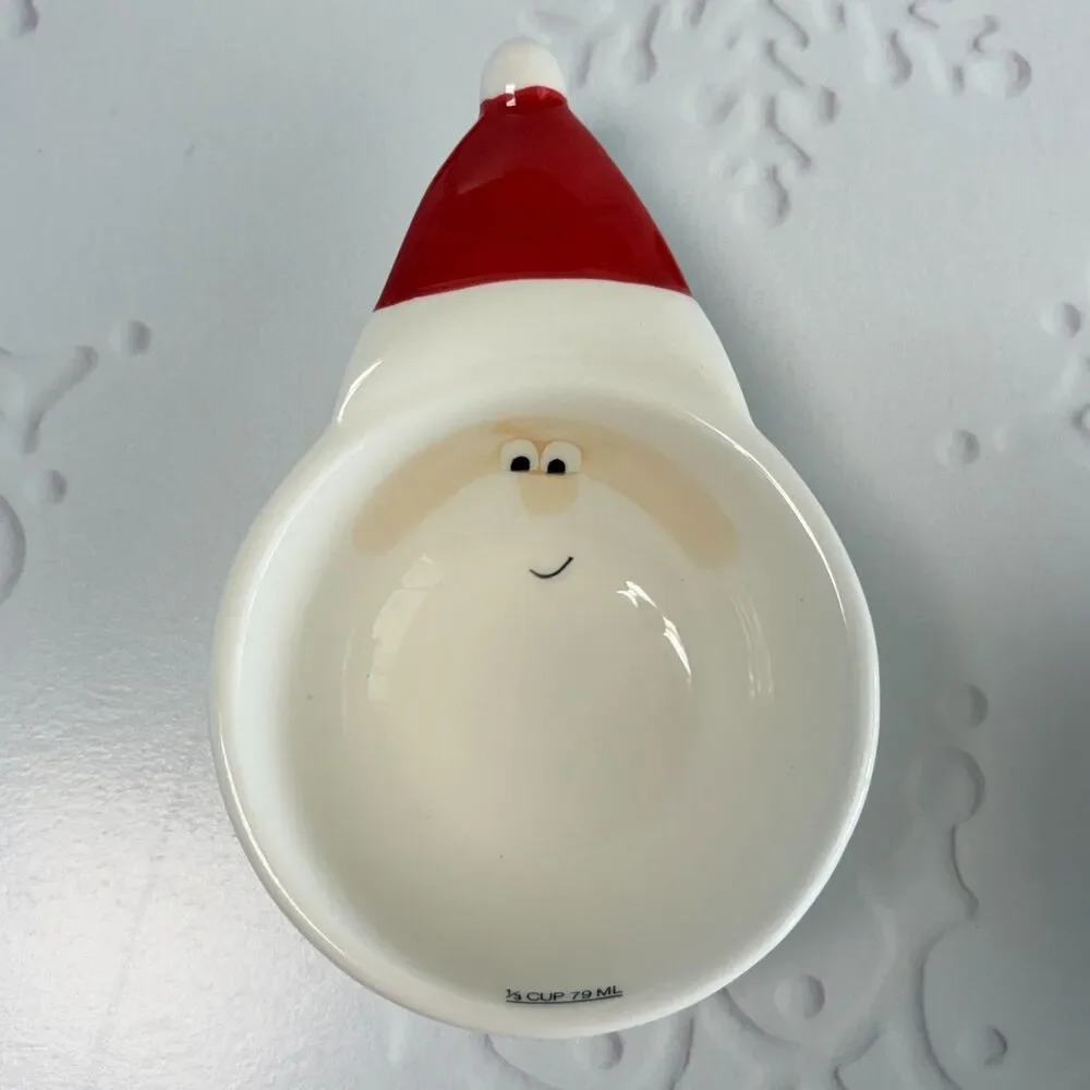 Avon Christmas Ceramic Nesting Measuring Cups Set Santa Reindeer Penguin Snowman